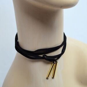 Black Choker Knot + Gold Accent Chain Closure - NEW